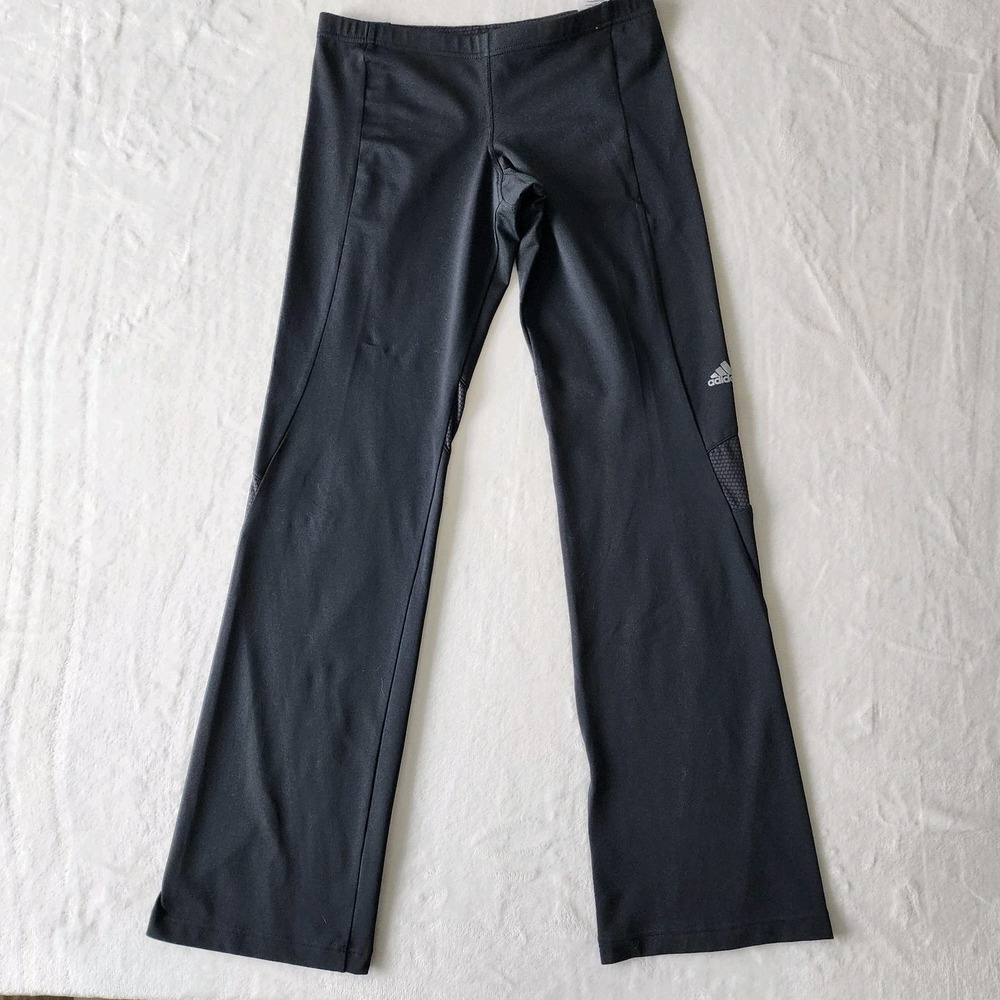 Adidas Flare Pants Womens Medium Black Yoga Climacool Soft Lux Stretch Sports